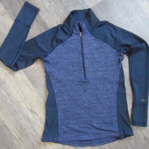 Womens Athletic 1/4 Zip Pullover Top Navy & Lavender Sz Lg Calia Co